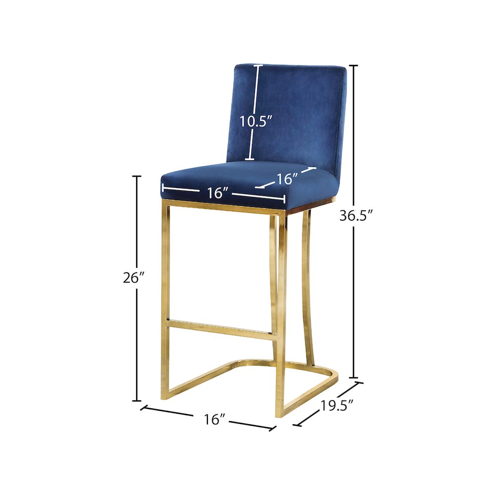 Heidi Navy Velvet Stool. Picture 4
