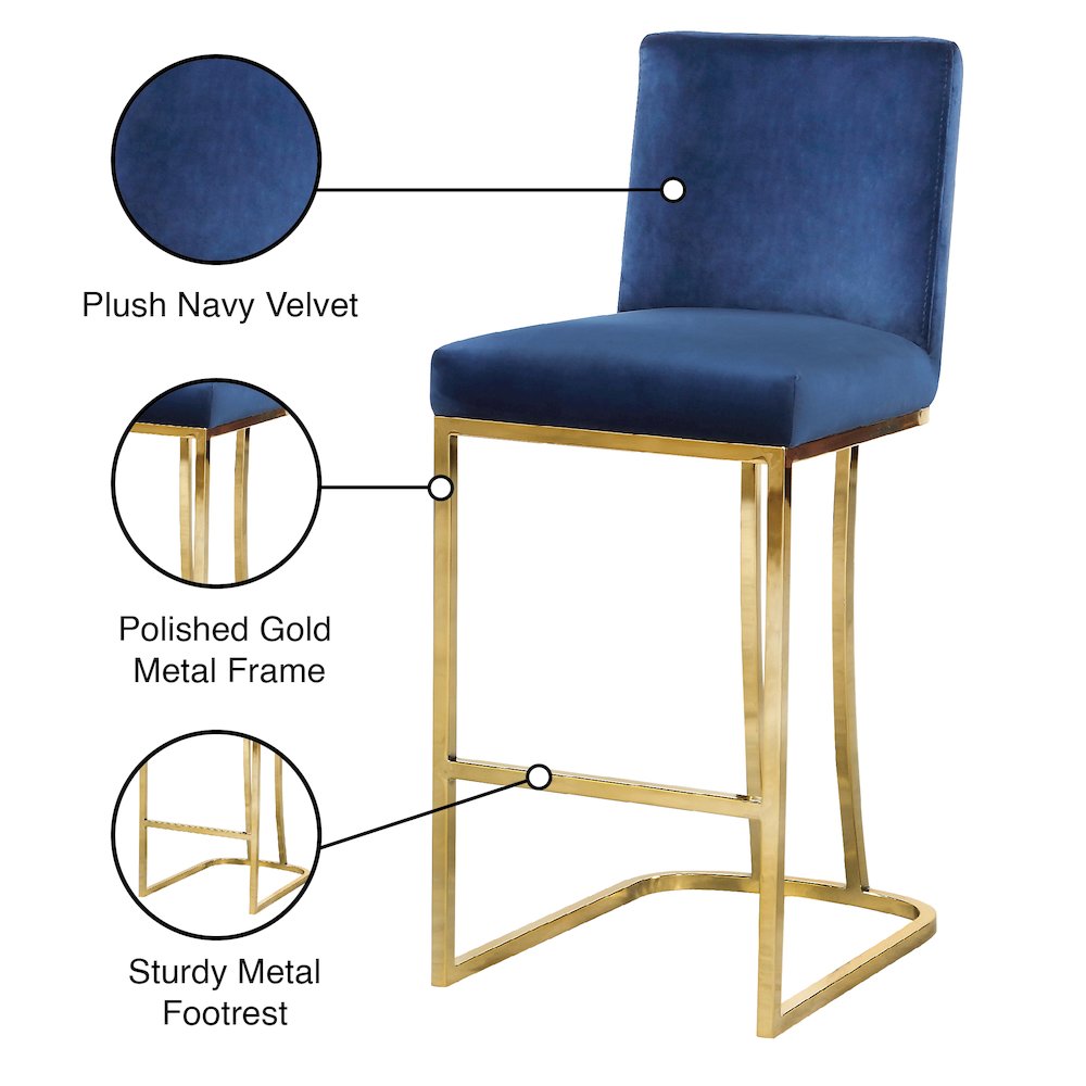 Heidi Navy Velvet Stool. Picture 5
