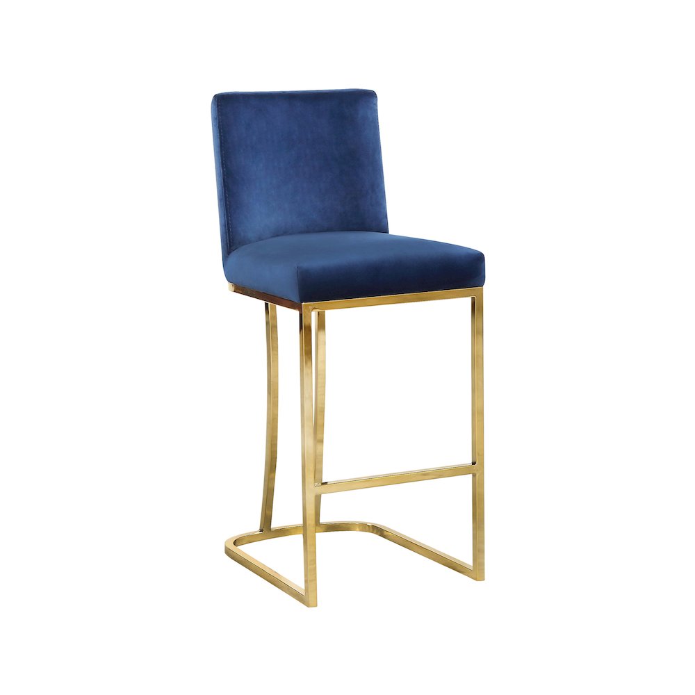 Heidi Navy Velvet Stool. Picture 1
