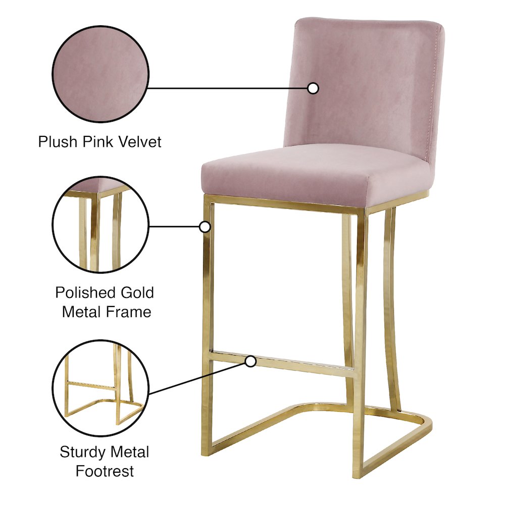 Heidi Pink Velvet Stool. Picture 5