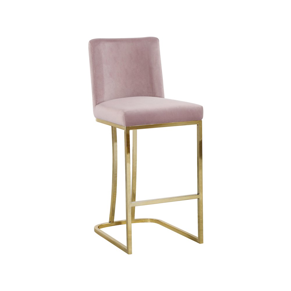 Heidi Pink Velvet Stool. Picture 1