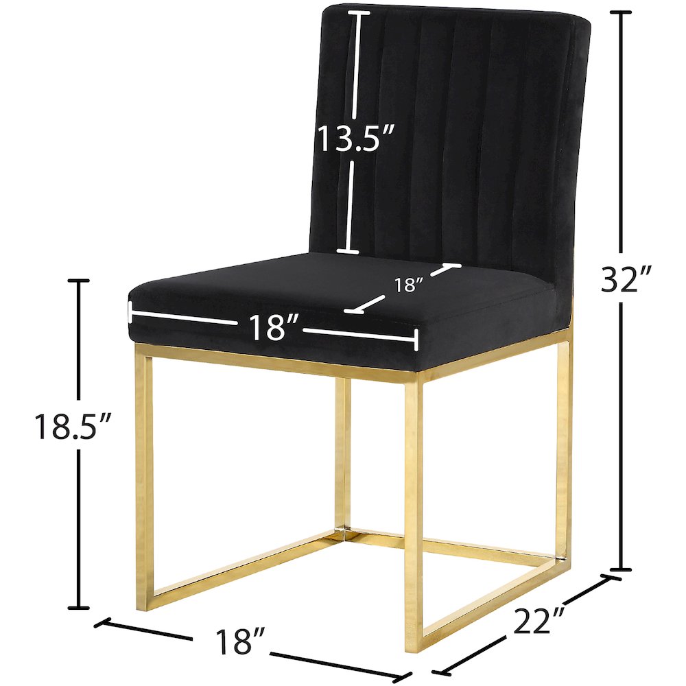 Giselle Black Velvet Dining Chair, Set of 2. Picture 4