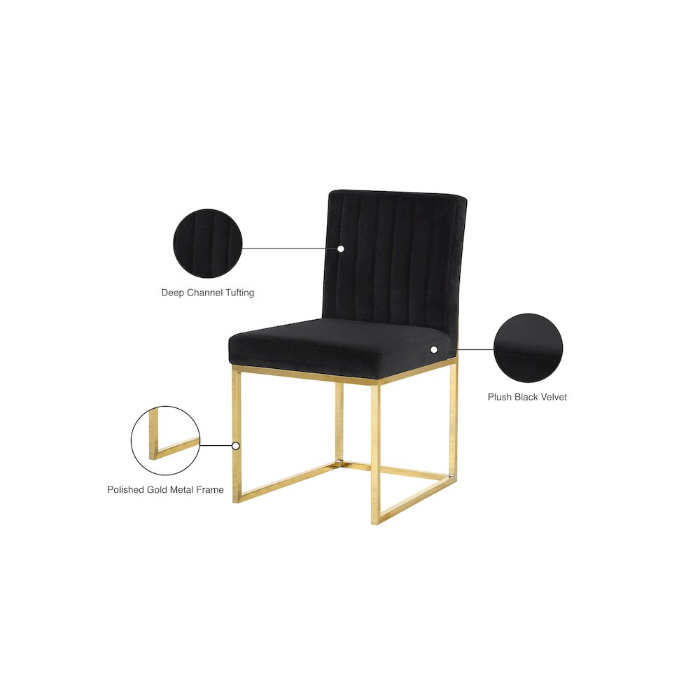 Giselle Black Velvet Dining Chair, Set of 2. Picture 5