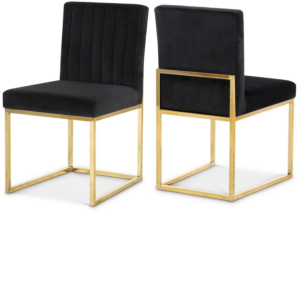 Giselle Black Velvet Dining Chair, Set of 2. Picture 1
