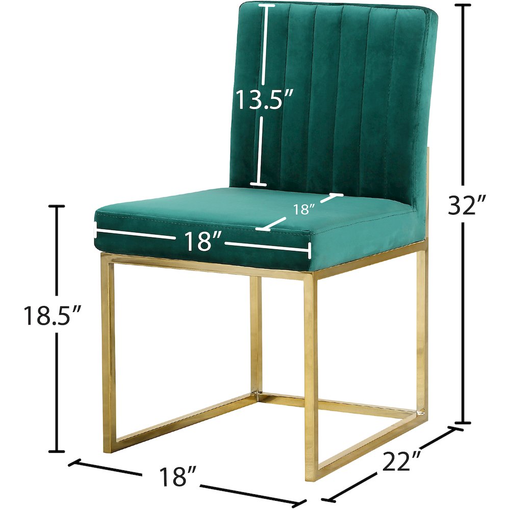 Giselle Green Velvet Dining Chair, Set of 2. Picture 4