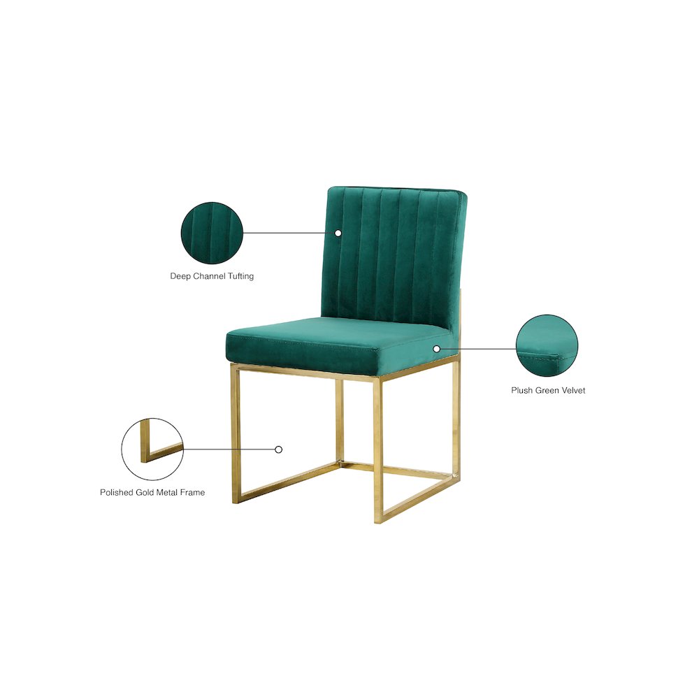Giselle Green Velvet Dining Chair, Set of 2. Picture 5