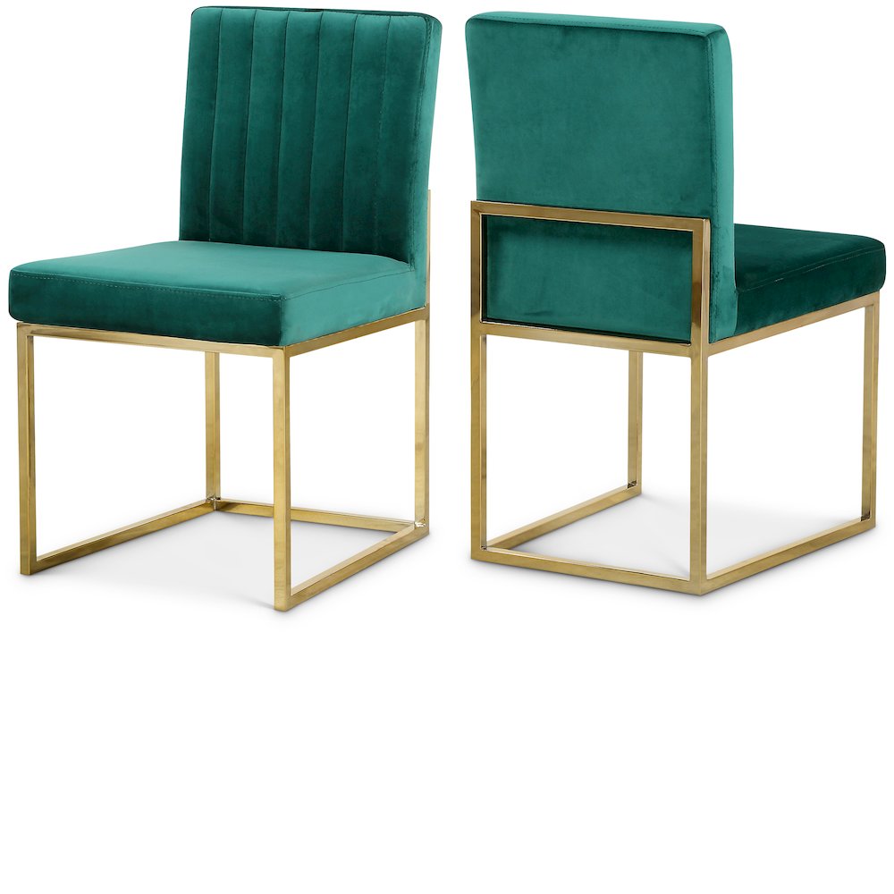 Giselle Green Velvet Dining Chair, Set of 2. Picture 1