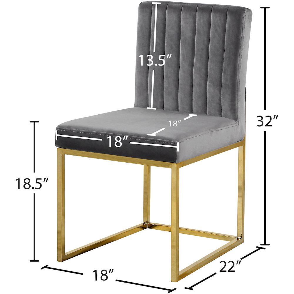 Giselle Grey Velvet Dining Chair, Set of 2. Picture 4