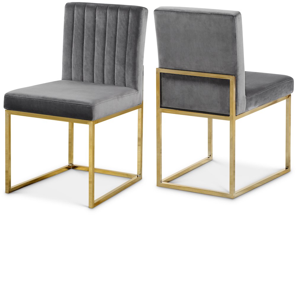 Giselle Grey Velvet Dining Chair, Set of 2. Picture 1