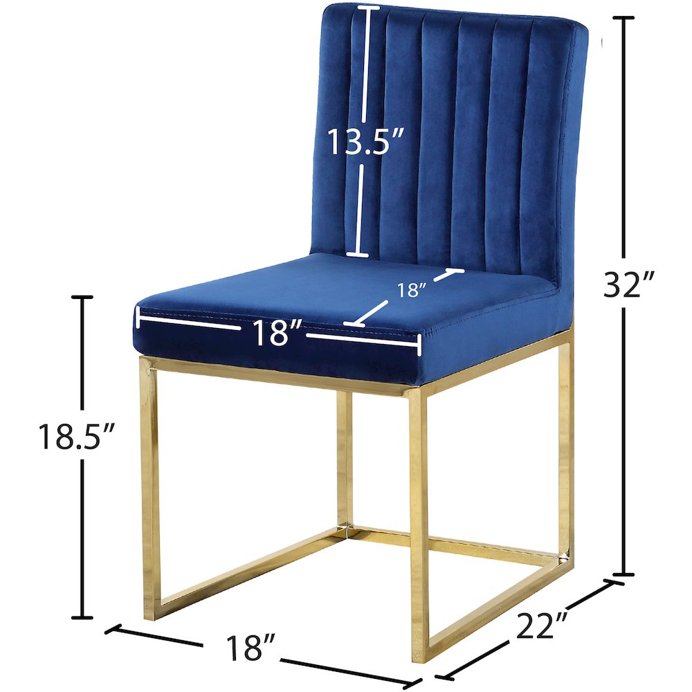 Giselle Navy Velvet Dining Chair, Set of 2. Picture 4