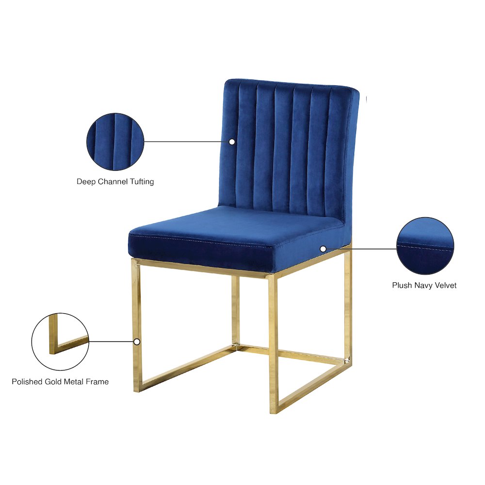 Giselle Navy Velvet Dining Chair, Set of 2. Picture 5