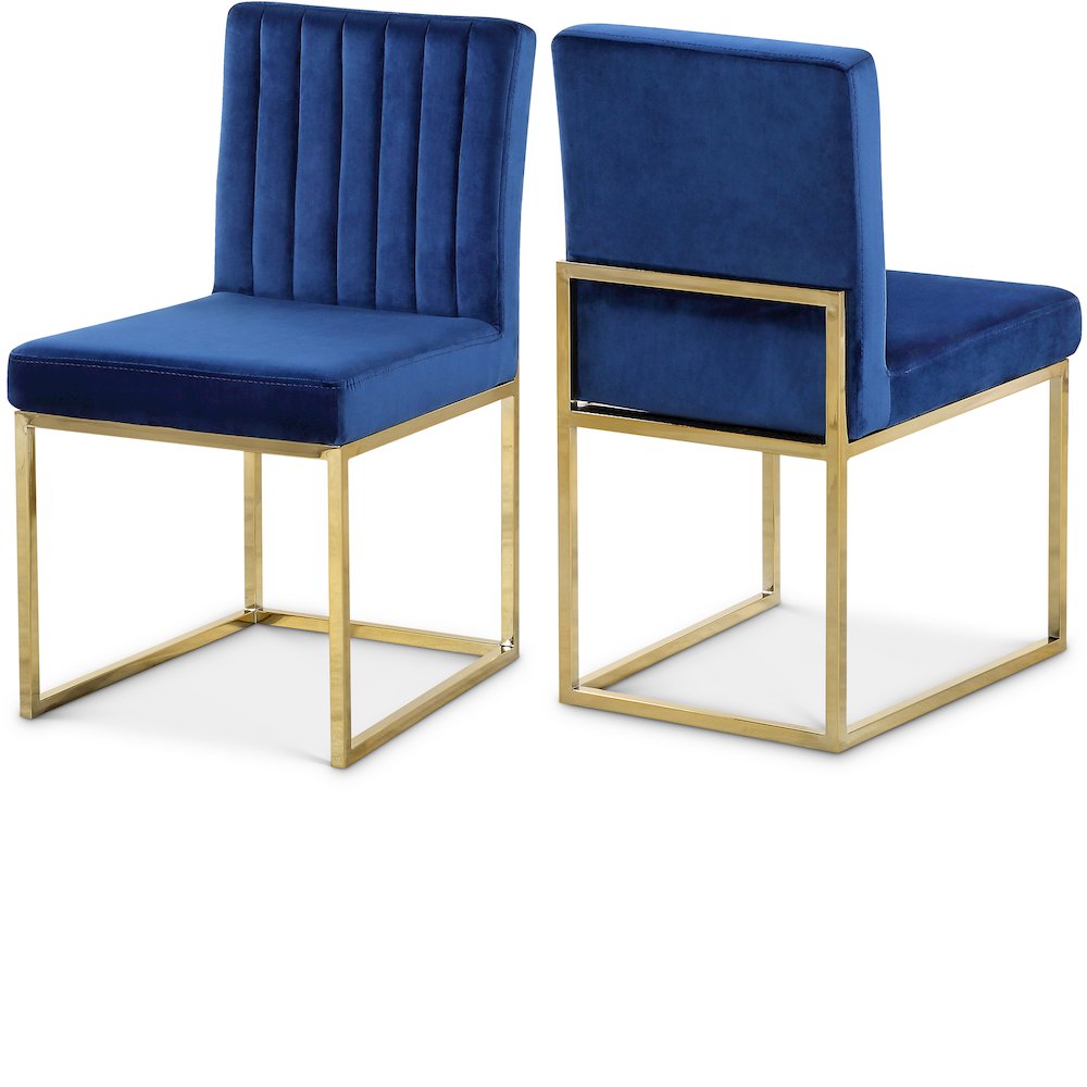 Giselle Navy Velvet Dining Chair, Set of 2. Picture 1