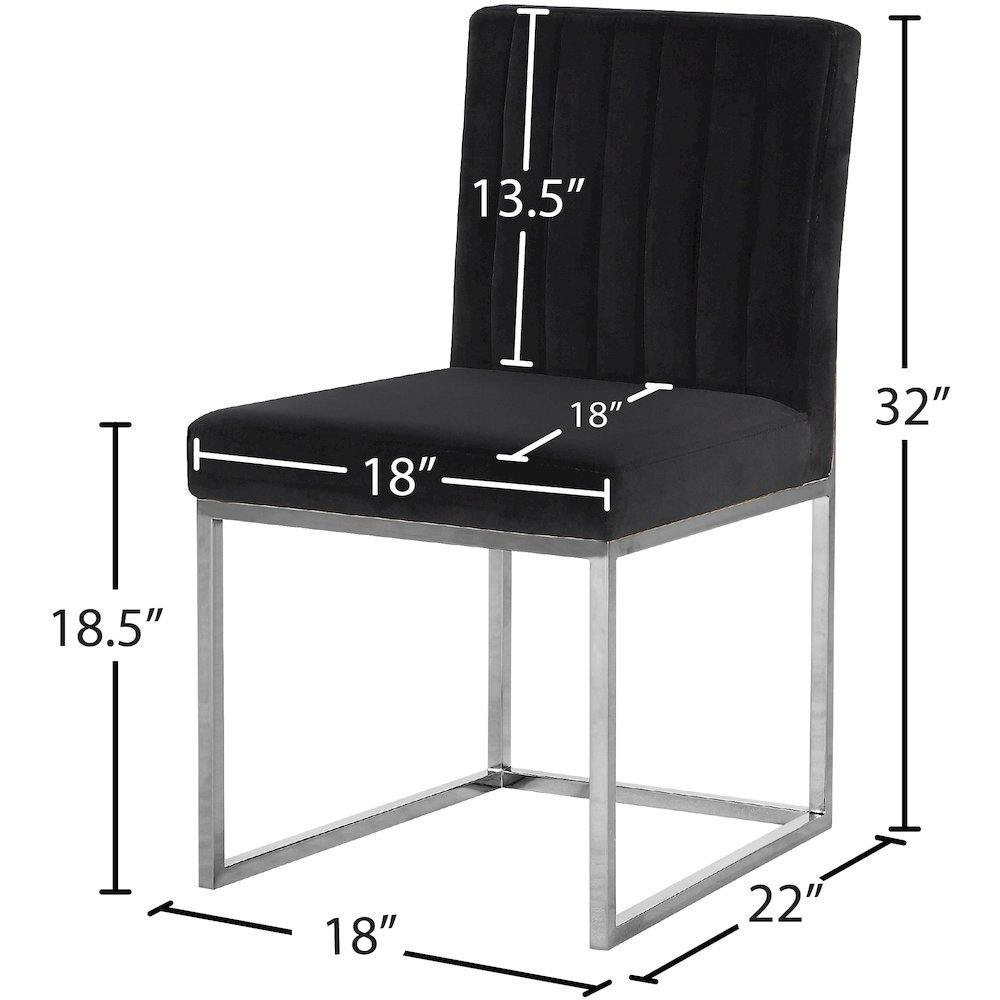 Giselle Black Velvet Dining Chair, Set of 2. Picture 4