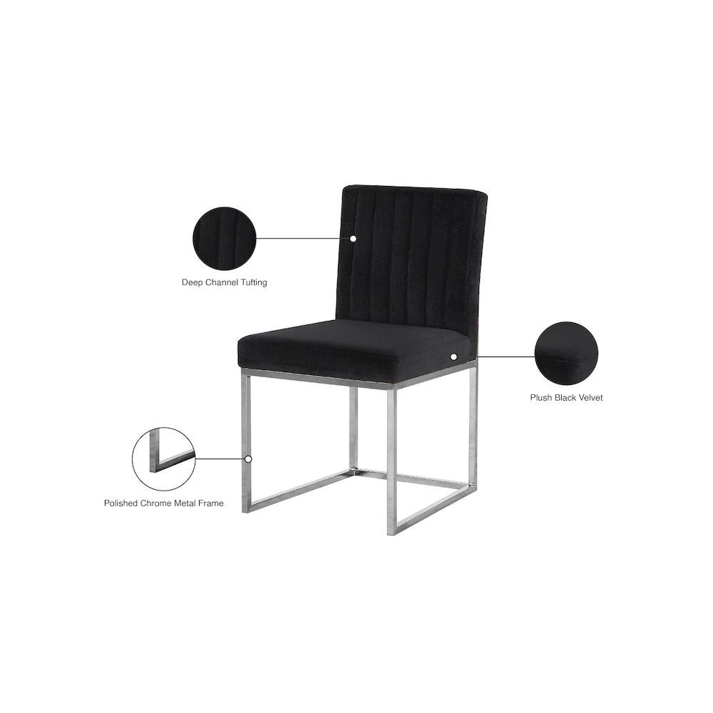 Giselle Black Velvet Dining Chair, Set of 2. Picture 5