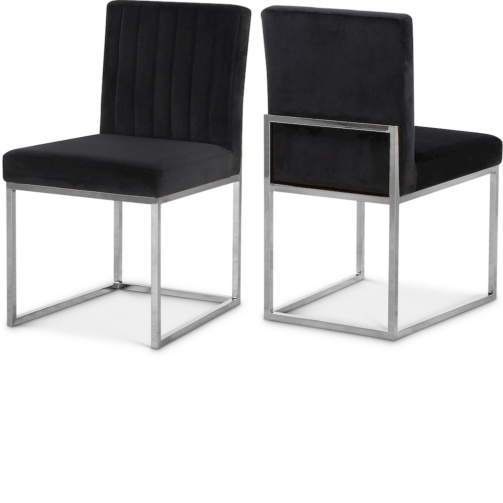 Giselle Black Velvet Dining Chair, Set of 2. Picture 1