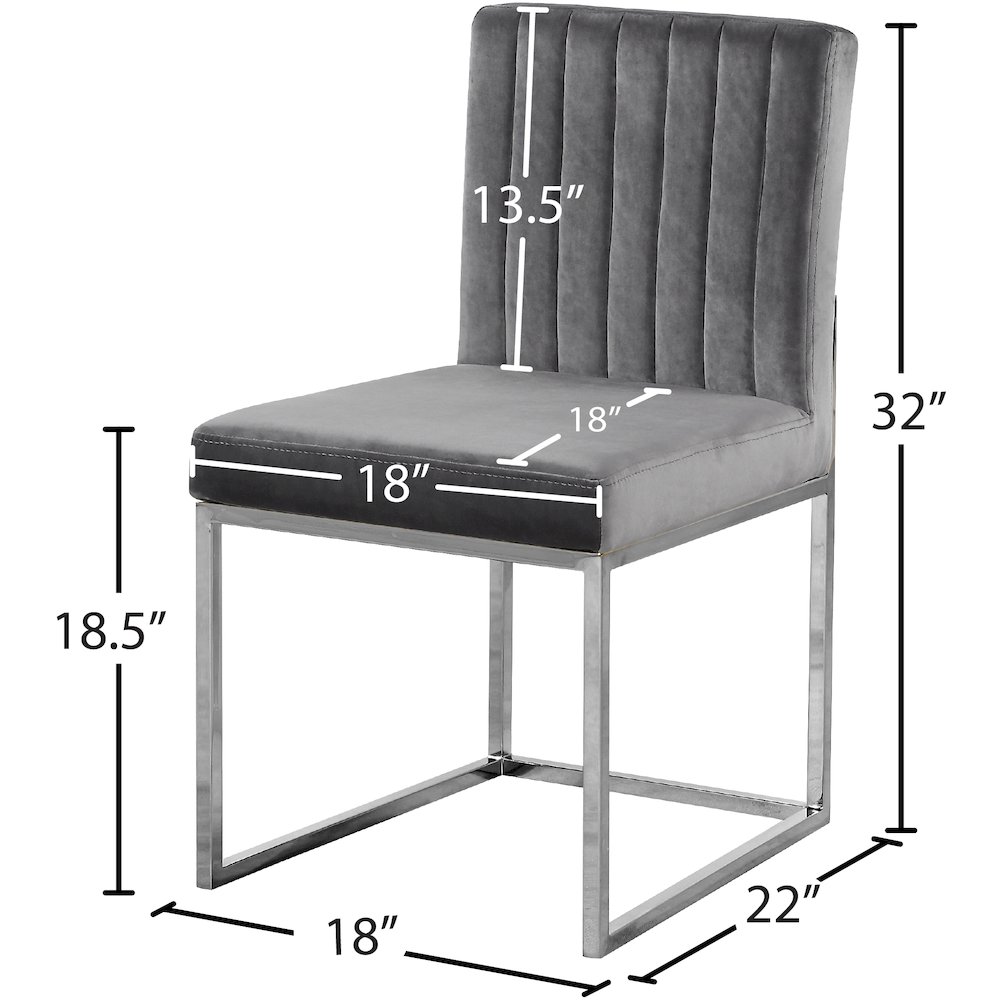 Giselle Grey Velvet Dining Chair, Set of 2. Picture 4