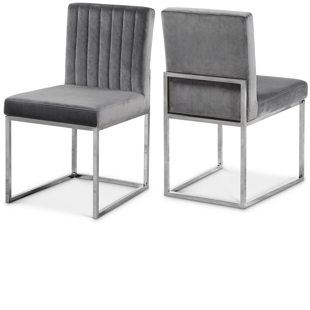 Giselle Grey Velvet Dining Chair, Set of 2. Picture 1