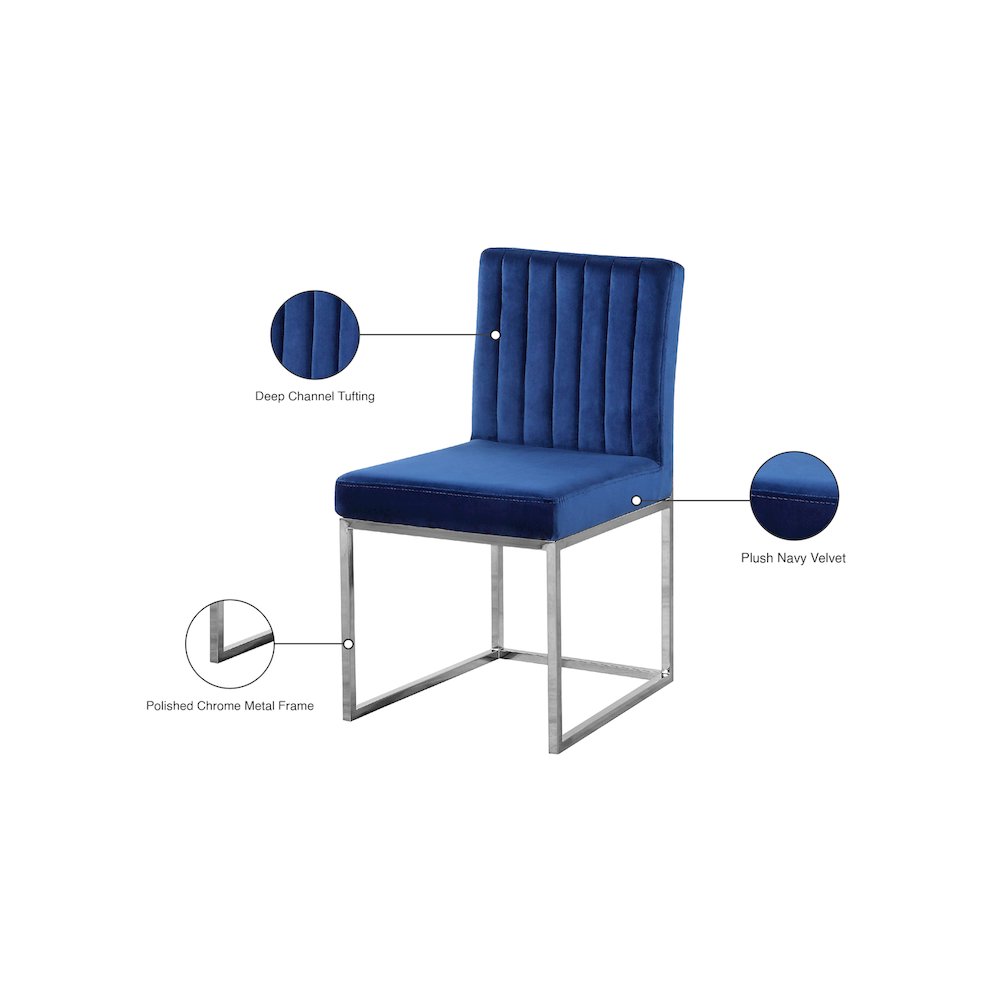 Giselle Navy Velvet Dining Chair, Set of 2. Picture 5