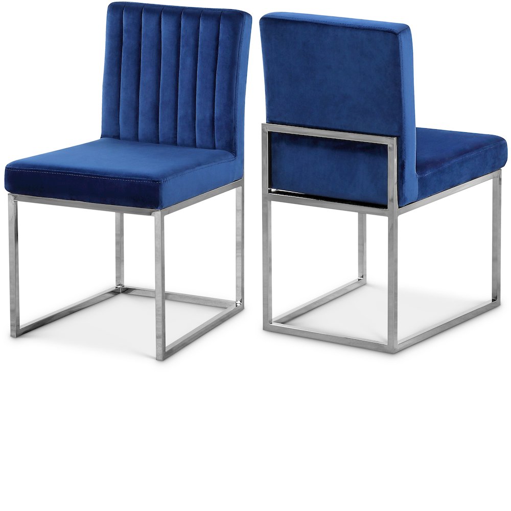 Giselle Navy Velvet Dining Chair, Set of 2. Picture 1