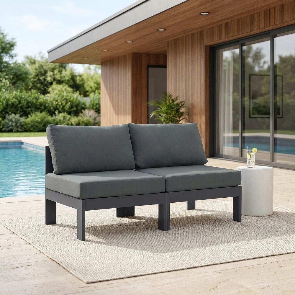 Gray Fabric Outdoor Modular Sofa With Contemporary Style And Comfortable Seating. Picture 3