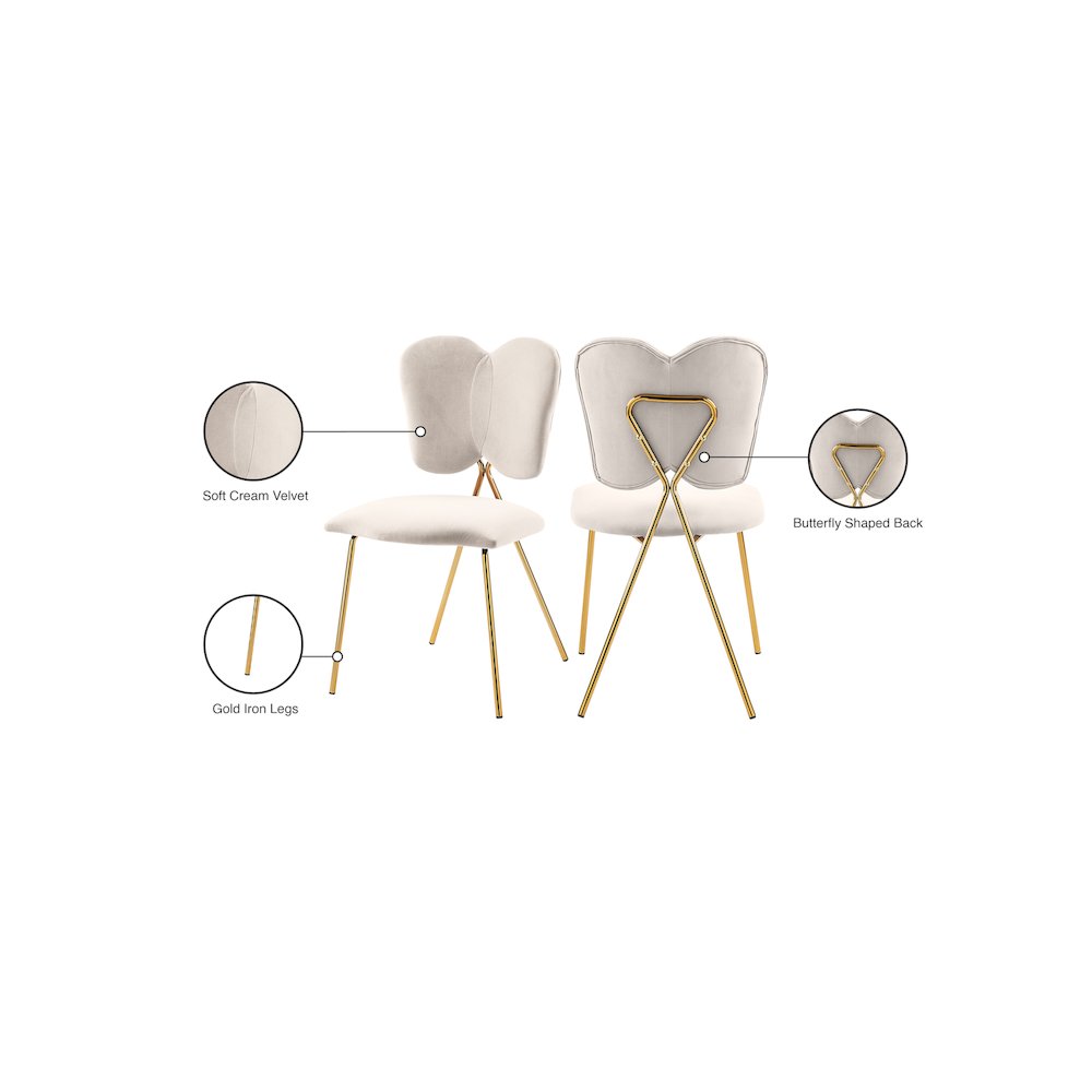 Angel Cream Velvet Dining Chair, Set of 2. Picture 6