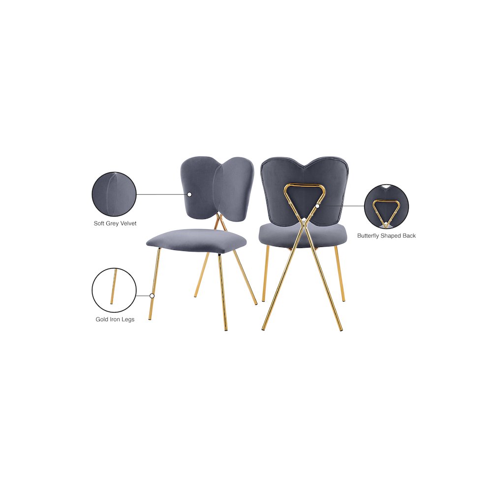 Angel Grey Velvet Dining Chair, Set of 2. Picture 5