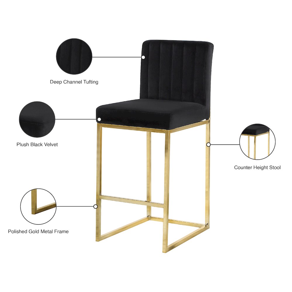 Giselle Black Velvet Stool. Picture 5