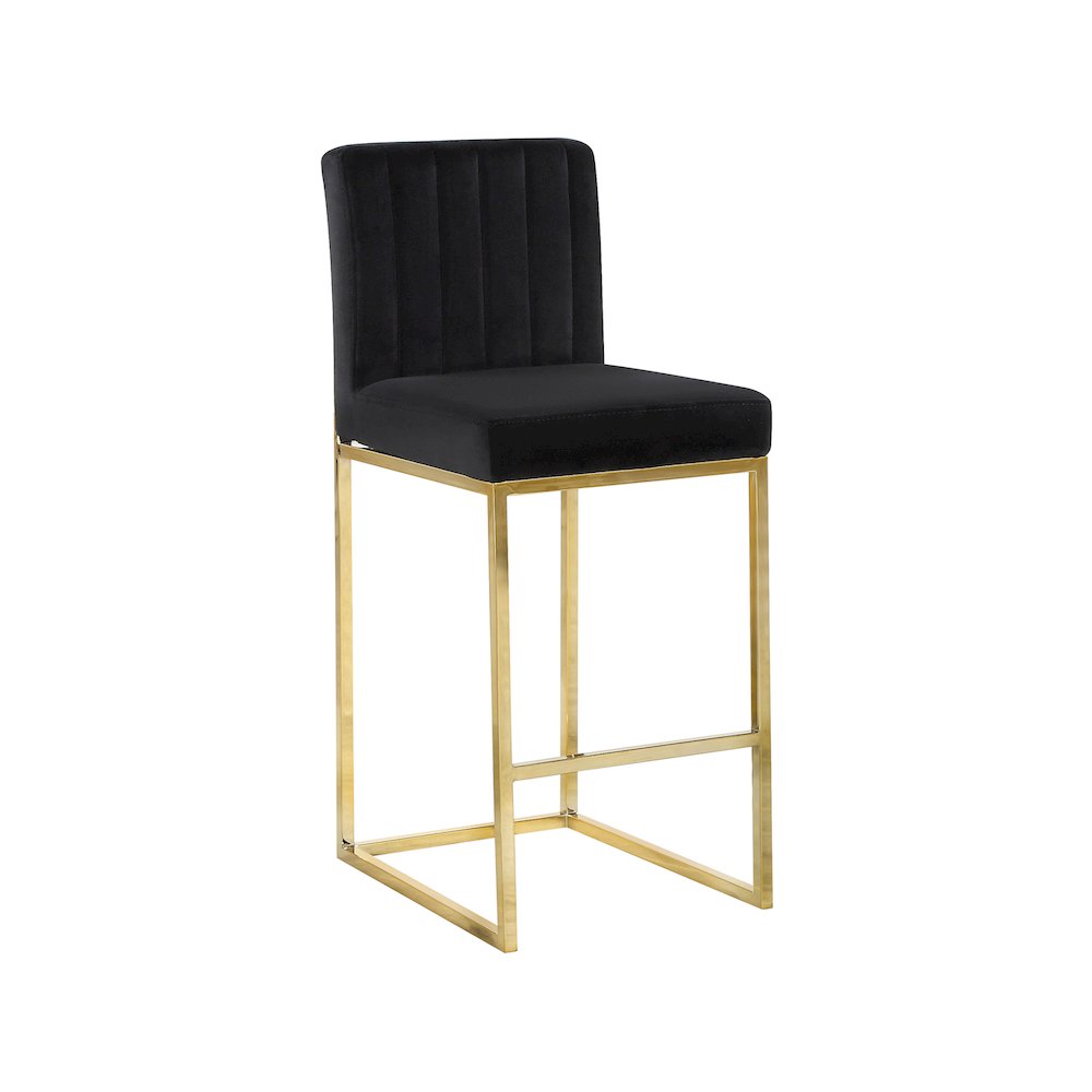 Giselle Black Velvet Stool. Picture 1