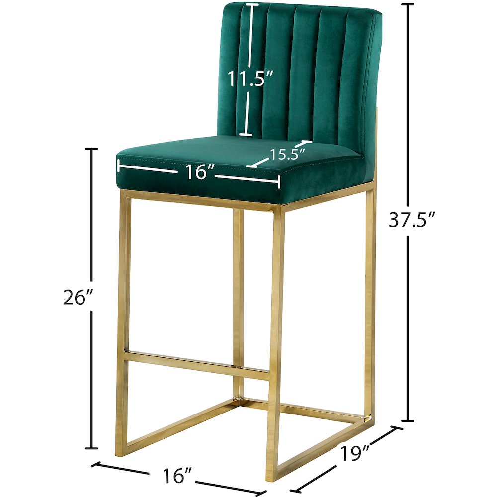 Giselle Green Velvet Stool. Picture 4