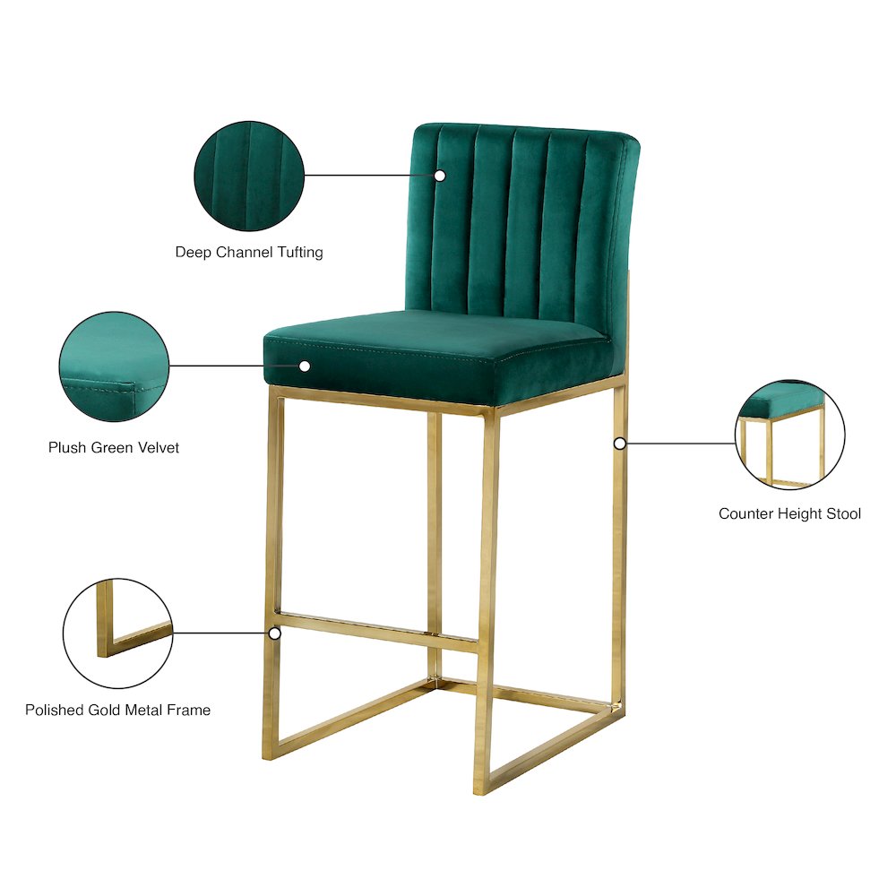 Giselle Green Velvet Stool. Picture 5
