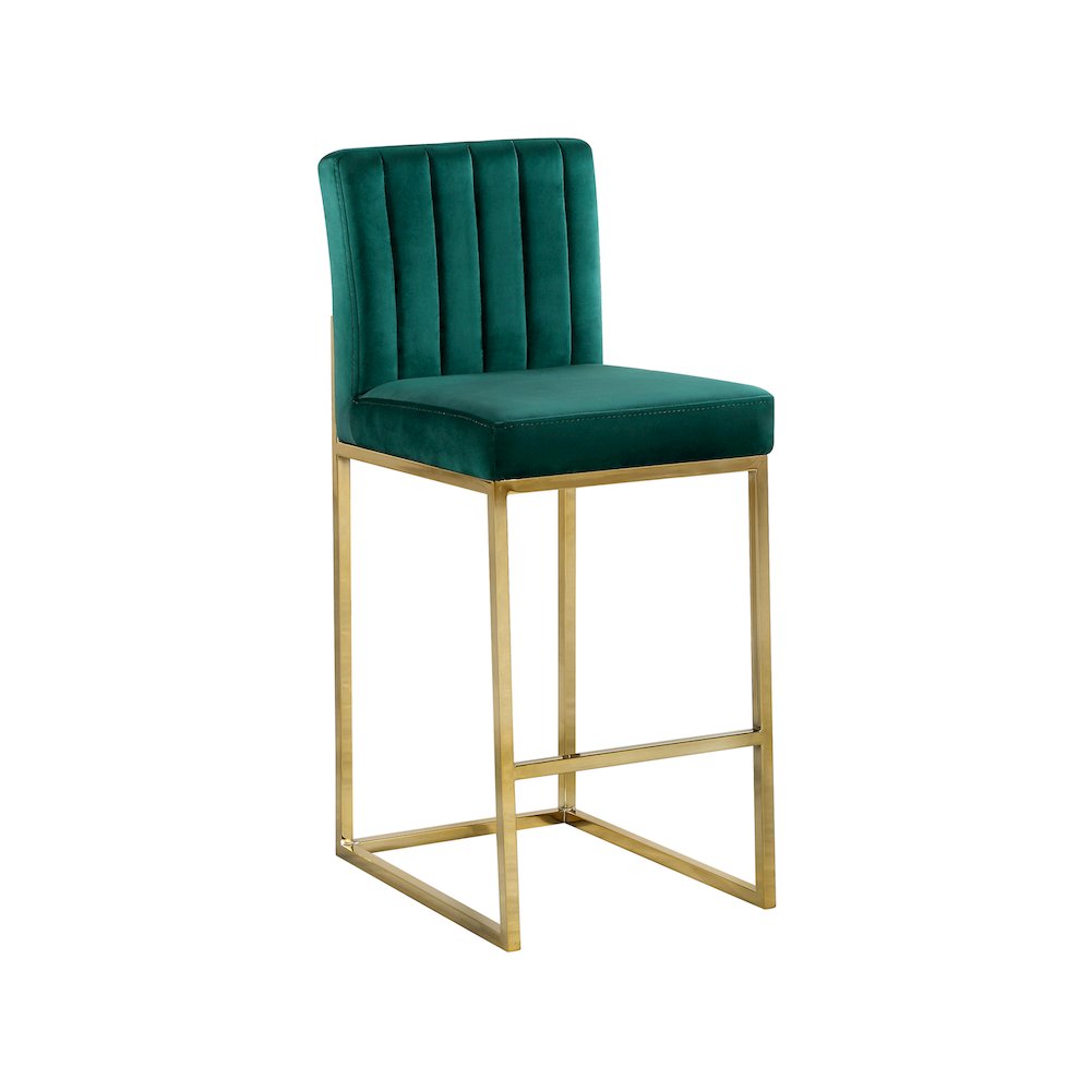 Giselle Green Velvet Stool. Picture 1