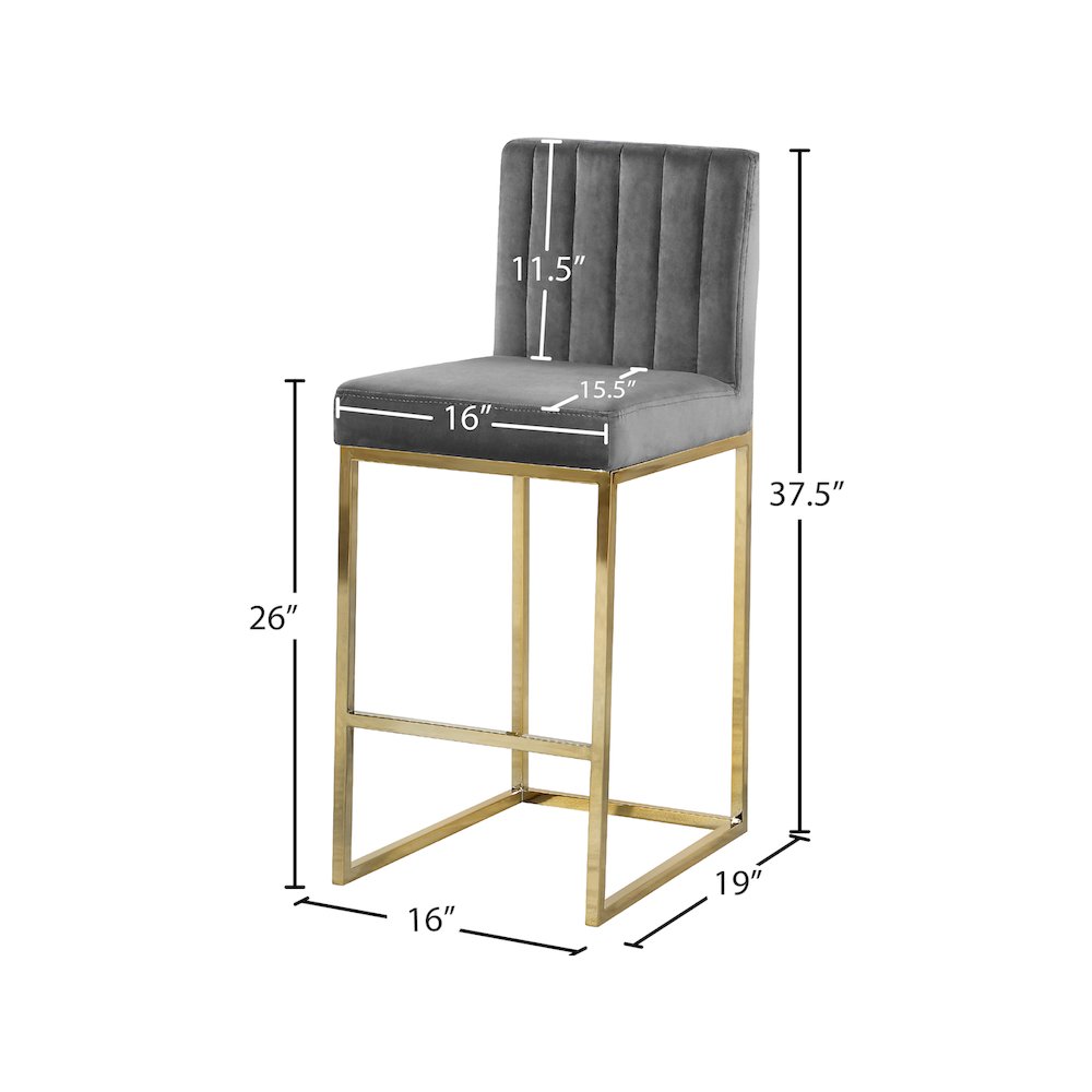Giselle Grey Velvet Stool. Picture 4