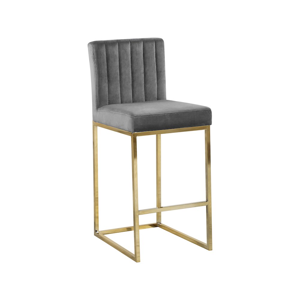 Giselle Grey Velvet Stool. Picture 1