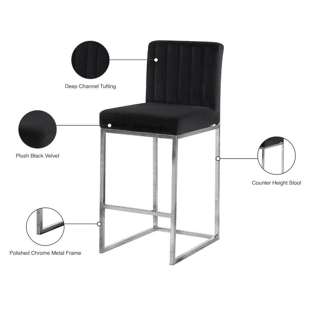 Giselle Black Velvet Stool. Picture 5