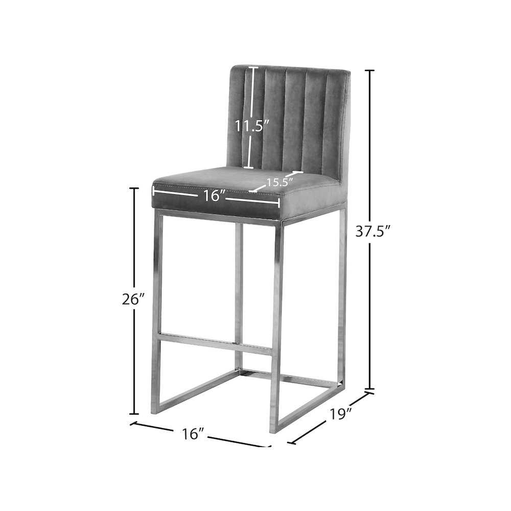 Giselle Grey Velvet Stool. Picture 4