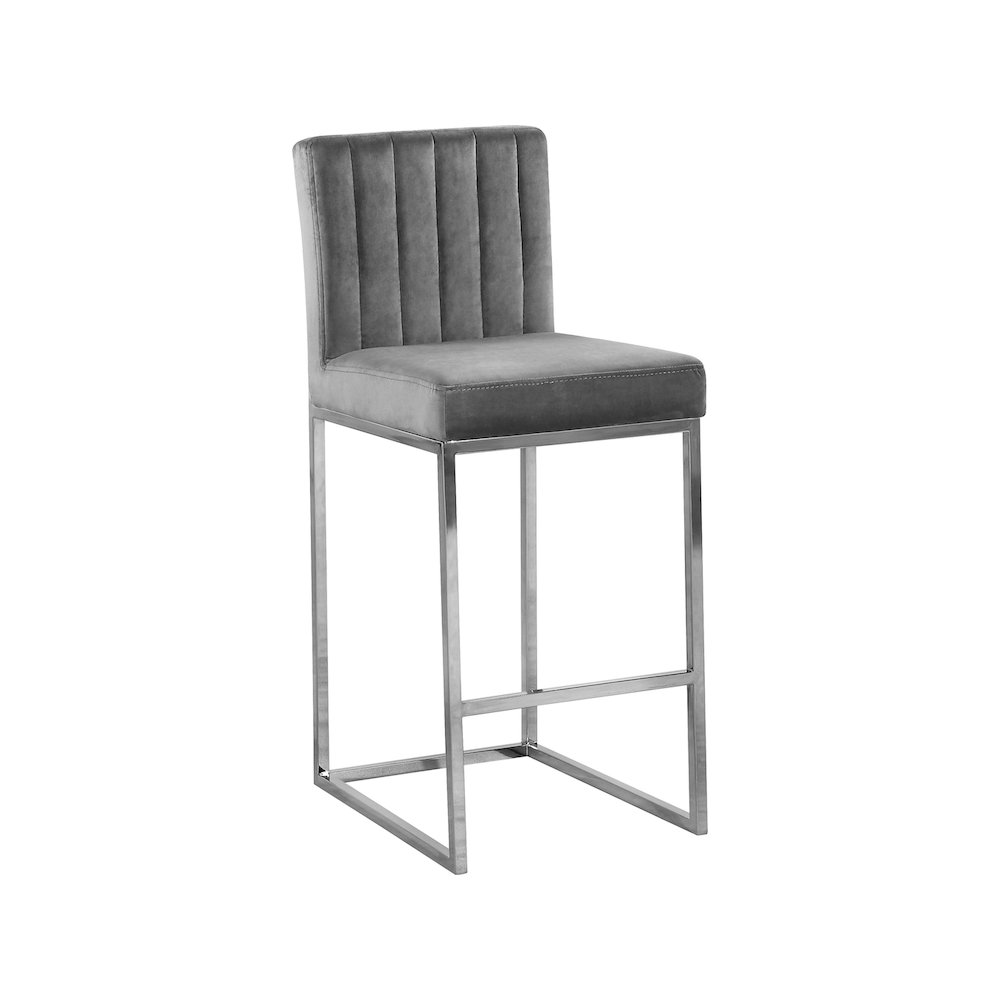 Giselle Grey Velvet Stool. Picture 1