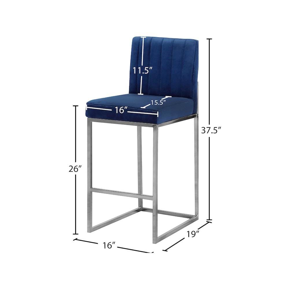 Giselle Navy Velvet Stool. Picture 4