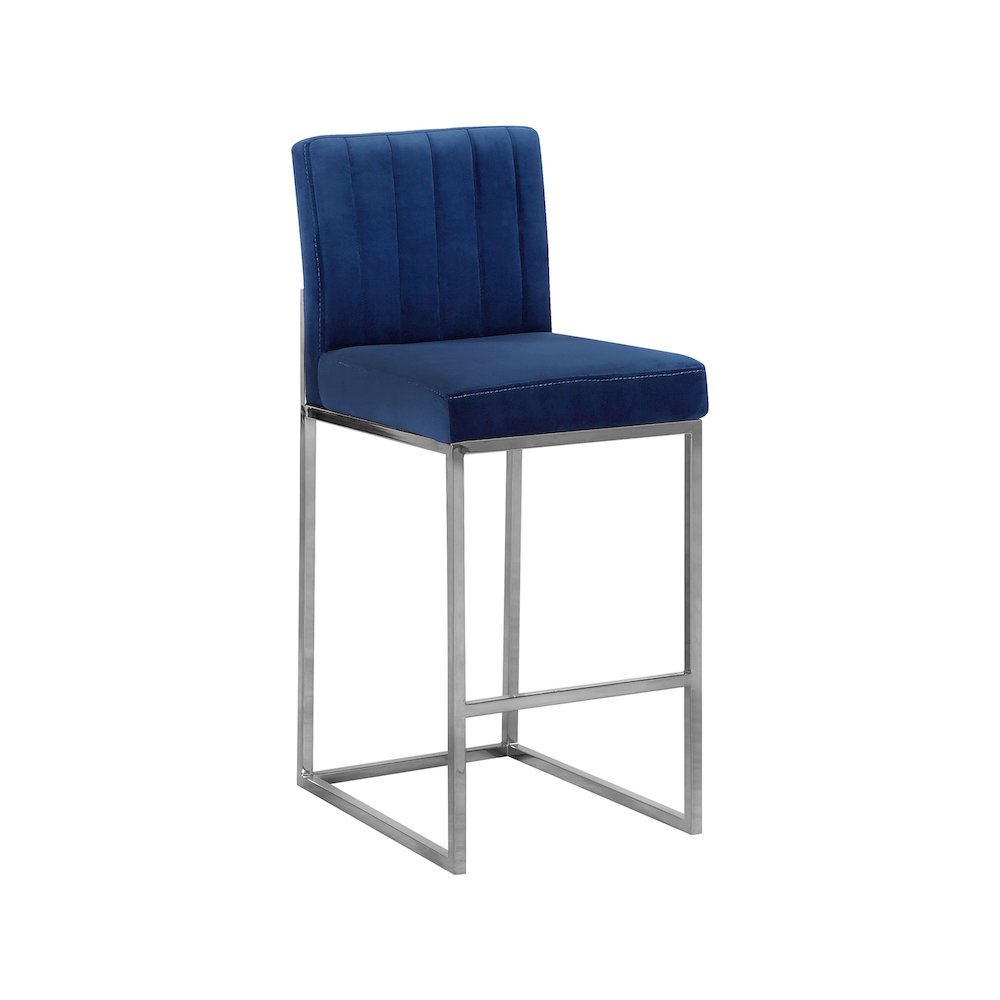Giselle Navy Velvet Stool. Picture 1