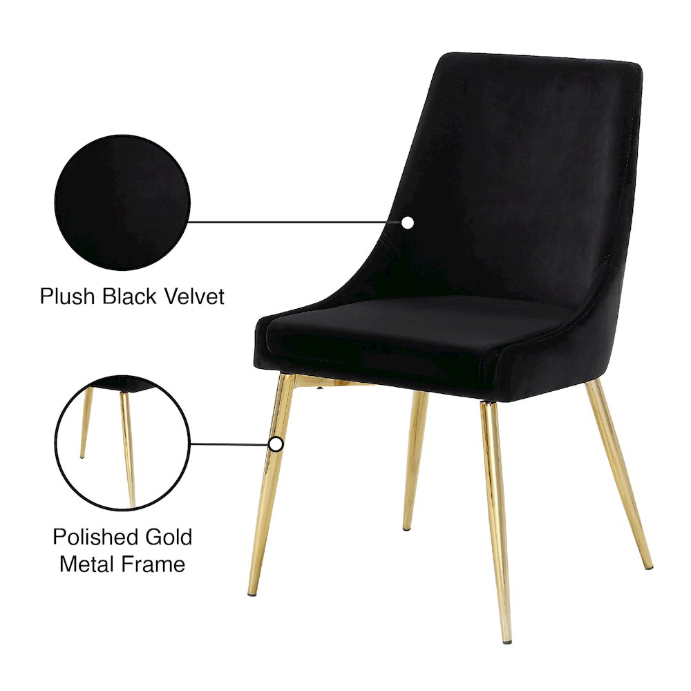 Karina Black Velvet Dining Chair, Set of 2. Picture 5
