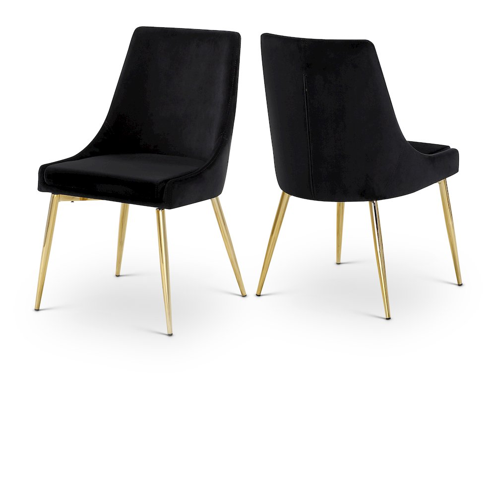 Karina Black Velvet Dining Chair, Set of 2. Picture 1