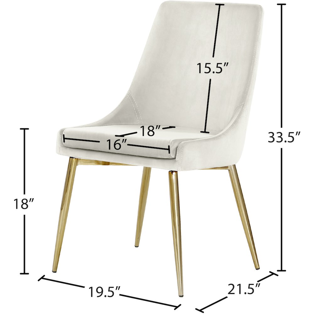 Karina Cream Velvet Dining Chair, Set of 2. Picture 4
