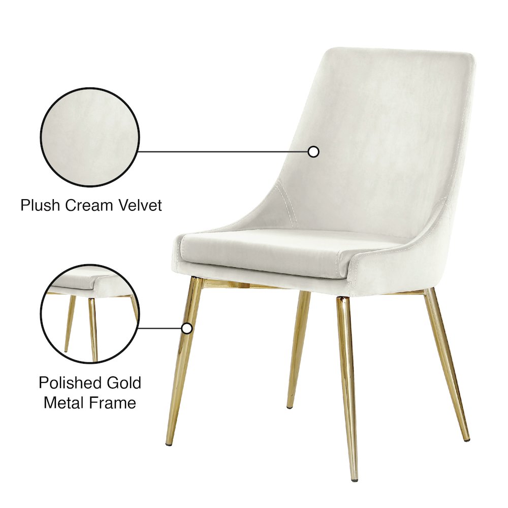 Karina Cream Velvet Dining Chair, Set of 2. Picture 5