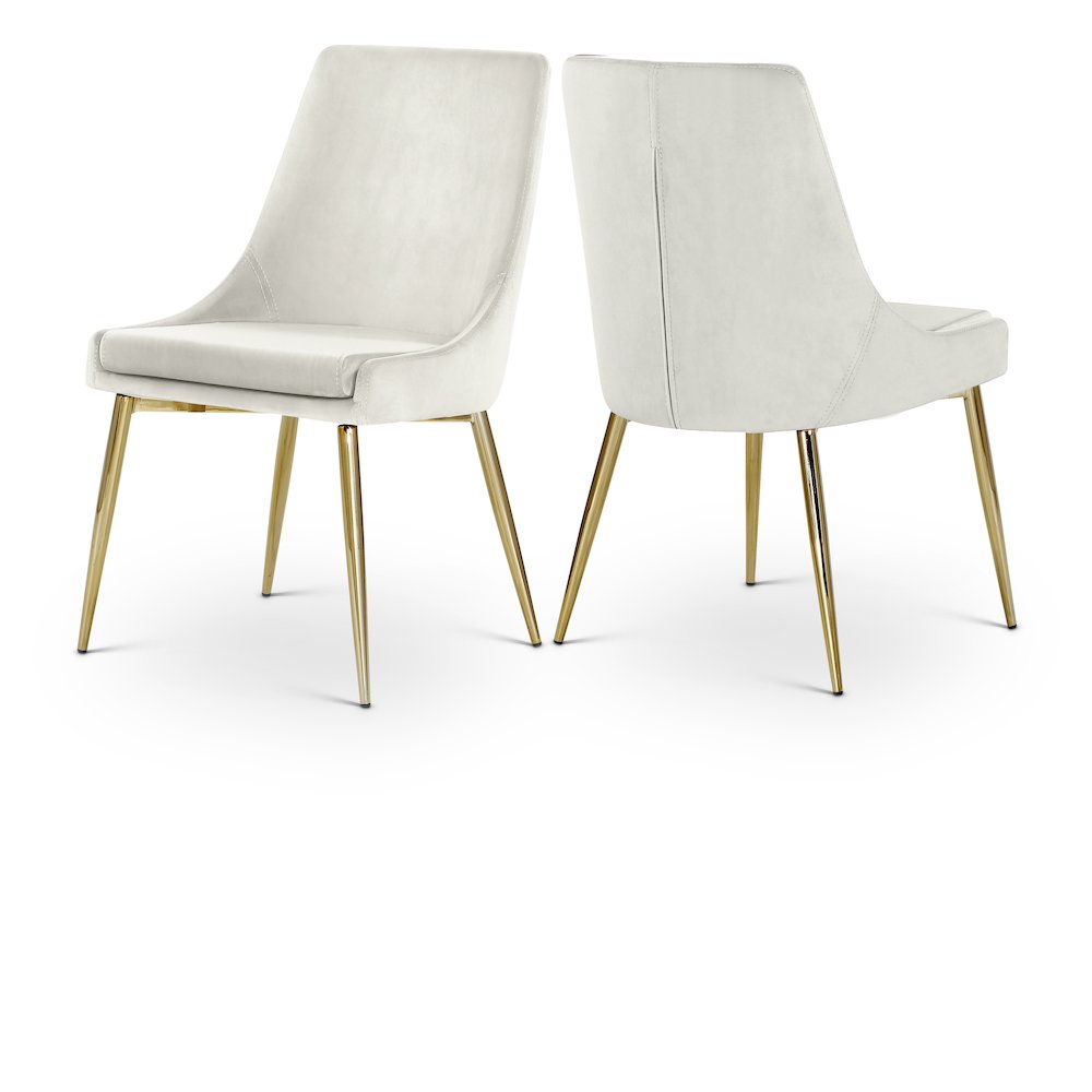 Karina Cream Velvet Dining Chair, Set of 2. Picture 1