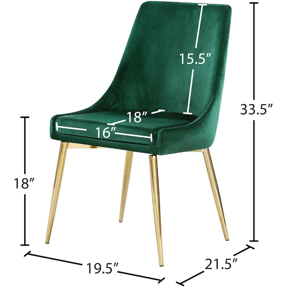 Karina Green Velvet Dining Chair, Set of 2. Picture 4