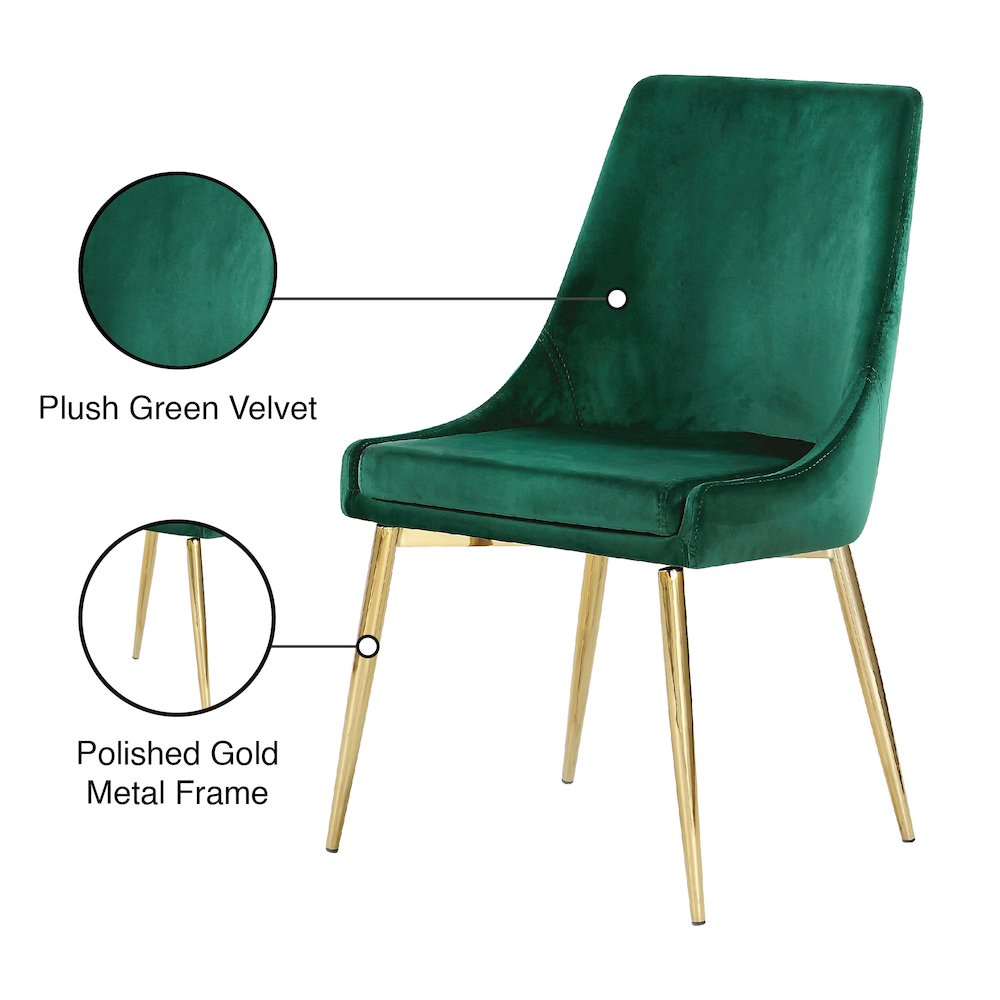 Karina Green Velvet Dining Chair, Set of 2. Picture 5