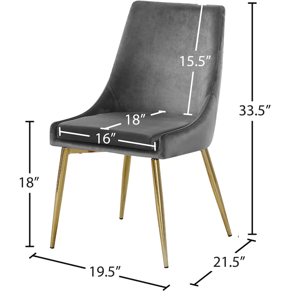 Karina Grey Velvet Dining Chair, Set of 2. Picture 4