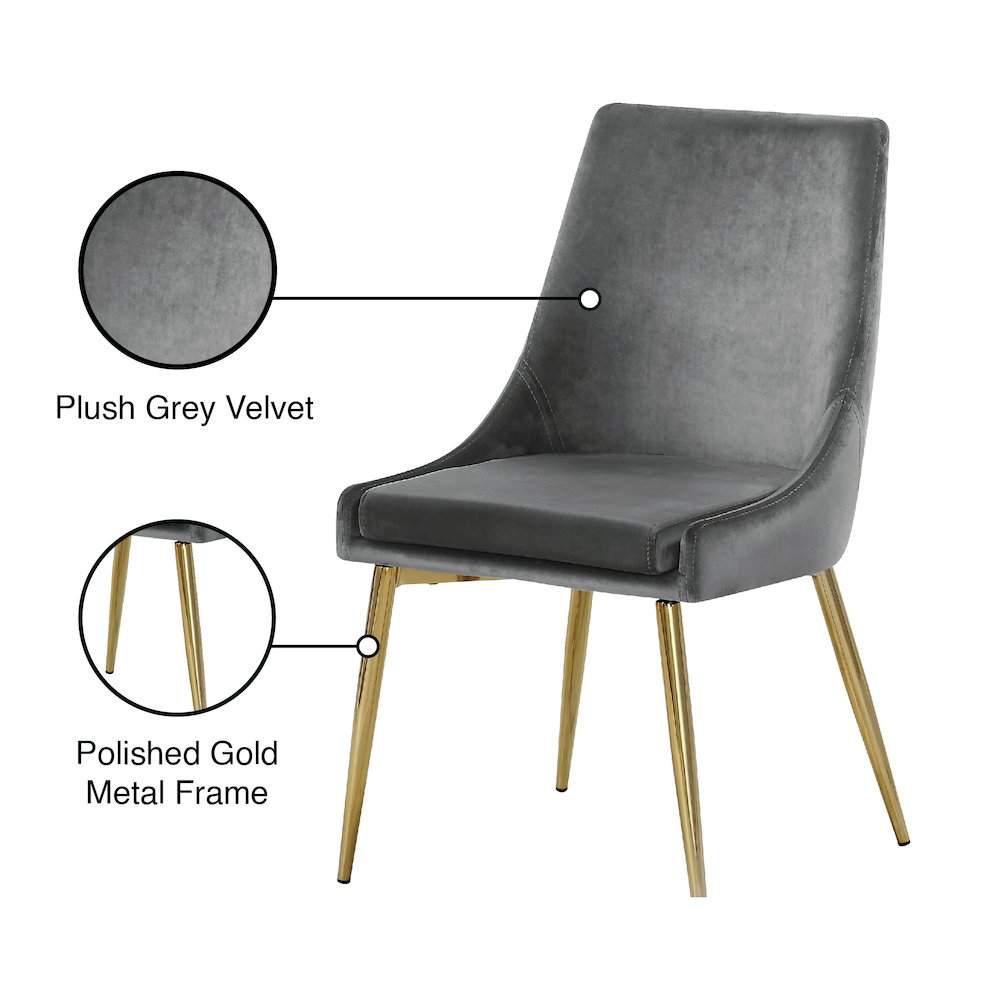 Karina Grey Velvet Dining Chair, Set of 2. Picture 5