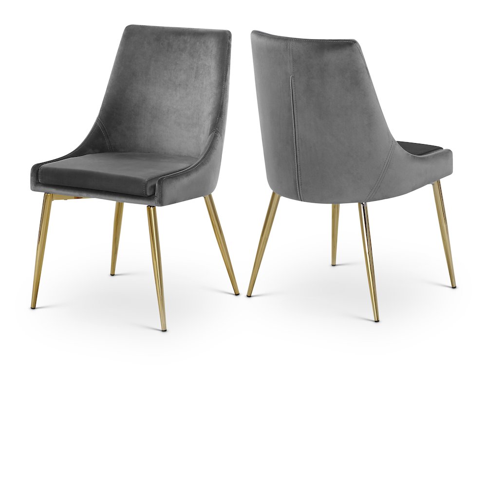Karina Grey Velvet Dining Chair, Set of 2. Picture 1
