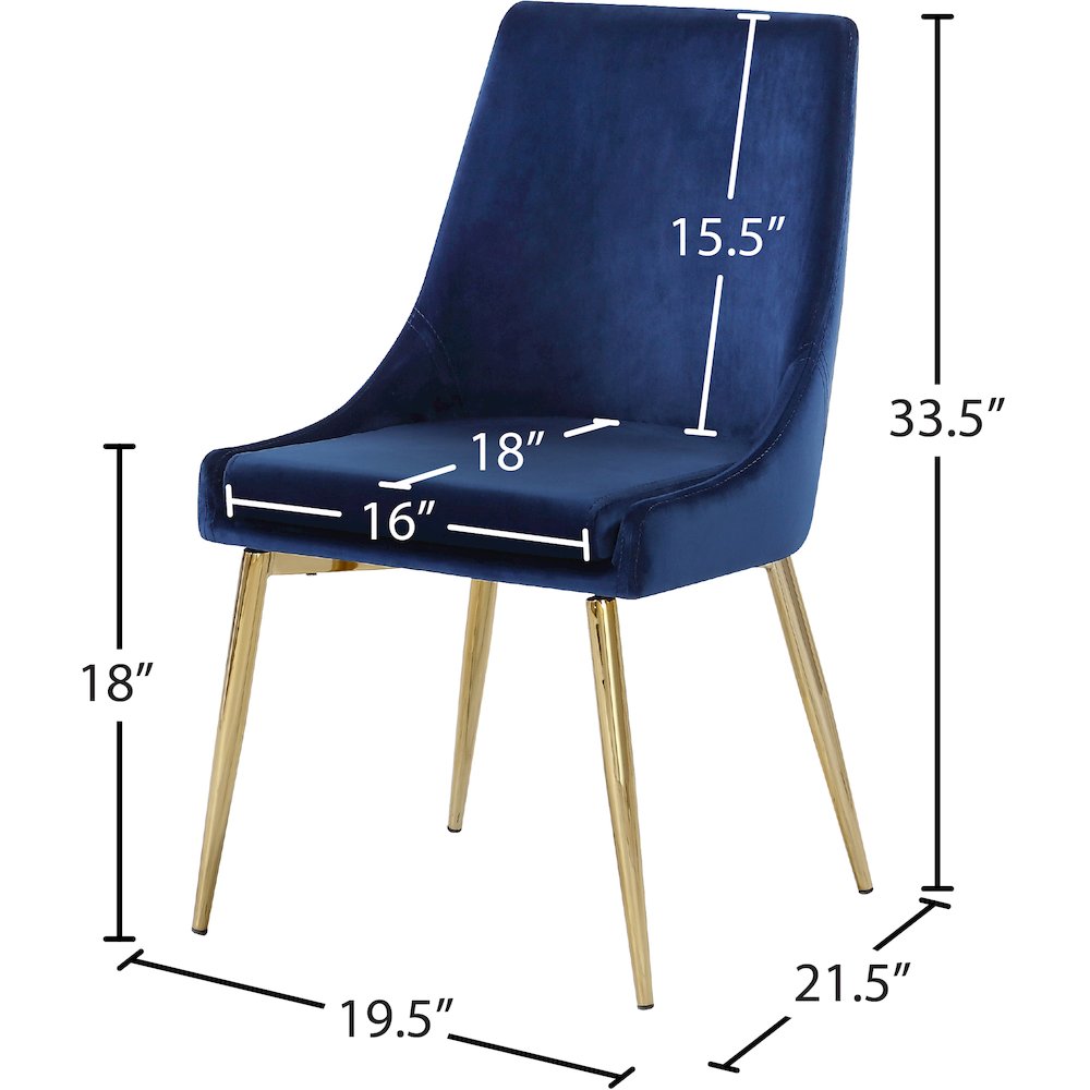 Karina Navy Velvet Dining Chair, Set of 2. Picture 4