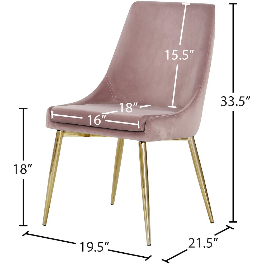 Karina Pink Velvet Dining Chair, Set of 2. Picture 4